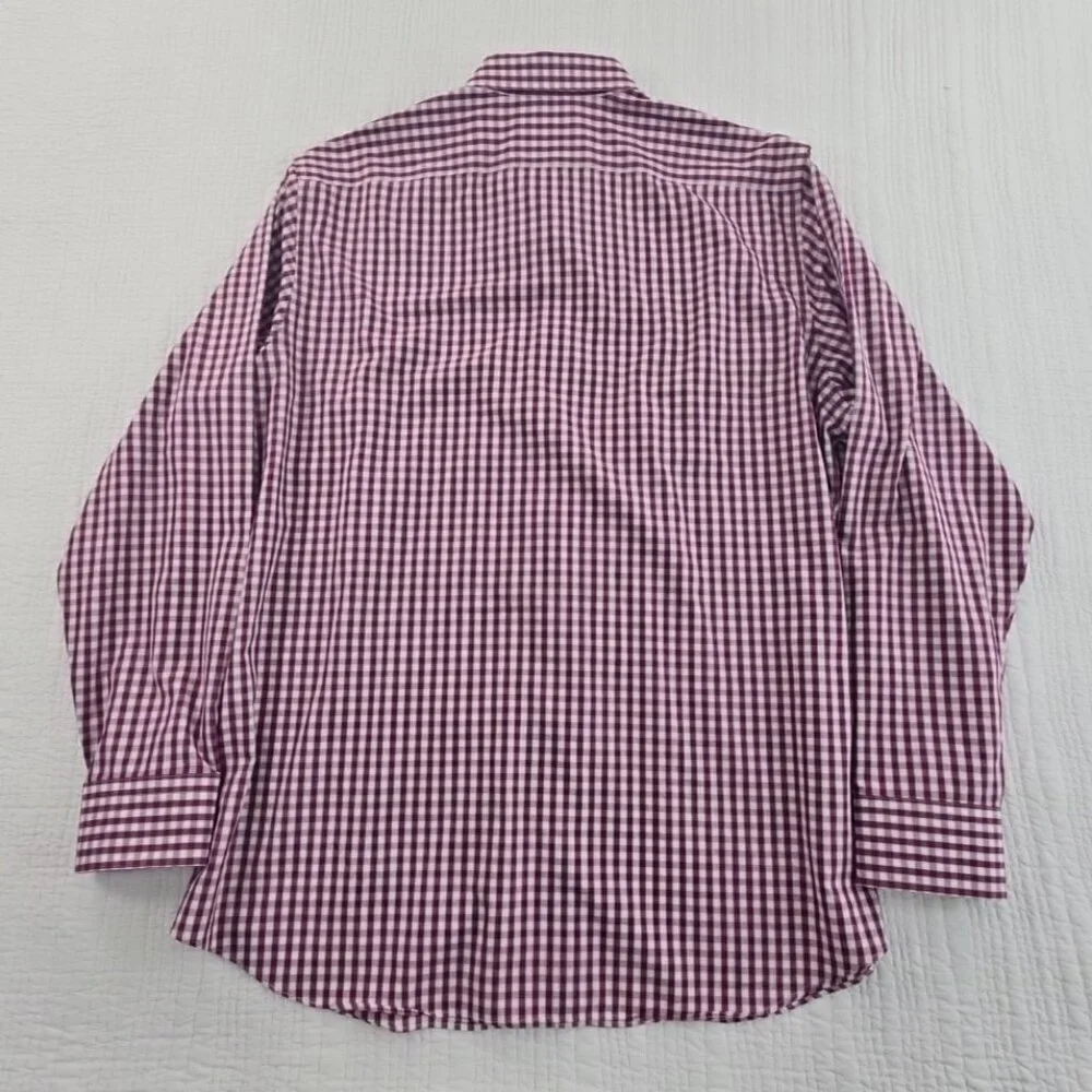 Banana Republic Shirt Men's XL Maroon Checked Non-Iron EUC LN‎ Long Sleeves Slim